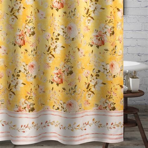 yellow brown shower curtain